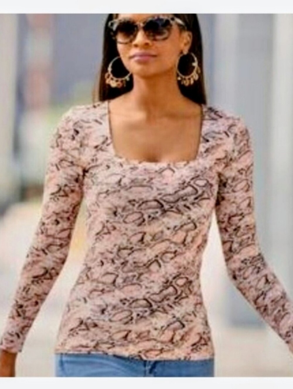 NWOT! Boston Proper Fall Snakeskin Print Top Women's Barbiecore Y2k Blouse XXS
